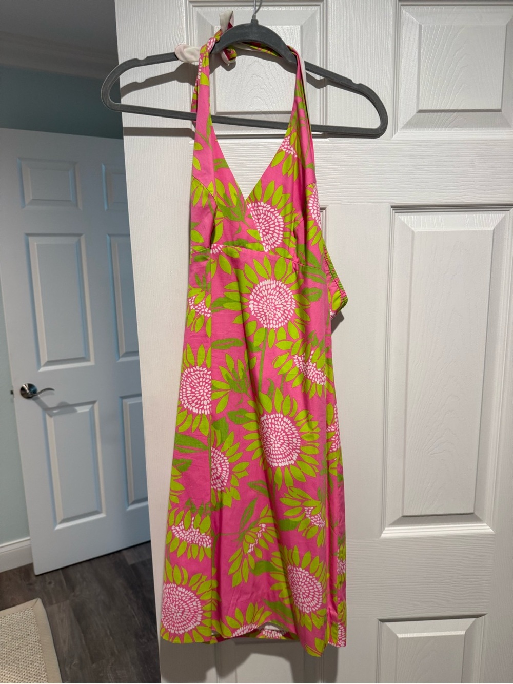 Lilly Pulitzer Pink and Green Floral Halter Dress